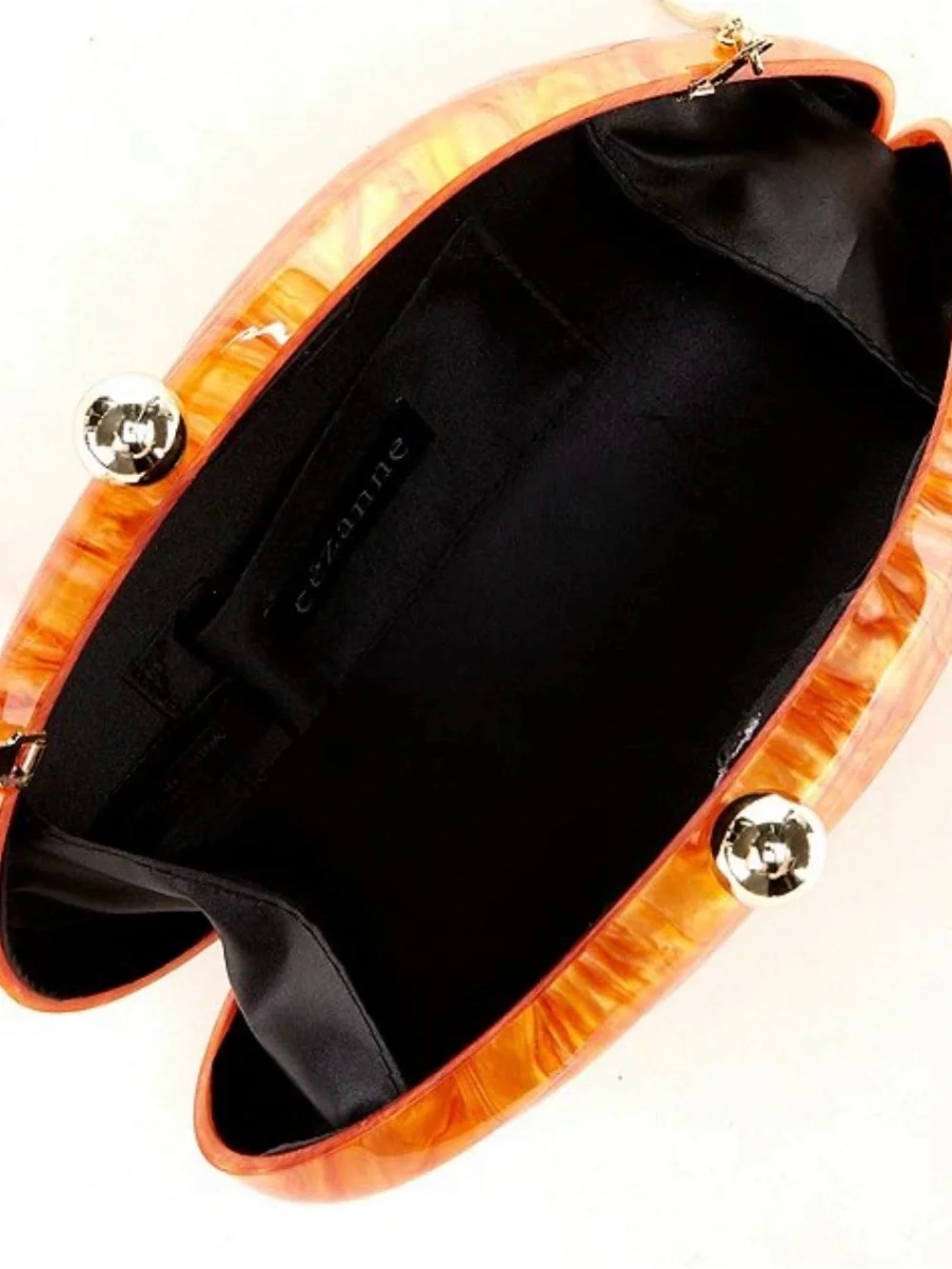Cezanne Zhelle Orange Acrylic Kisslock Shell Minaudiere Clutch